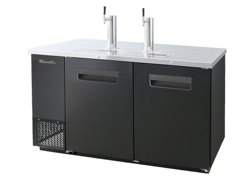 Blue Air BDD59-2B-HC 2 Doors Keg cooler, Black Finish Exterior, (2) 1/2 Barrels Capacity, 59" W x 27" D, R-290 Refrigerant