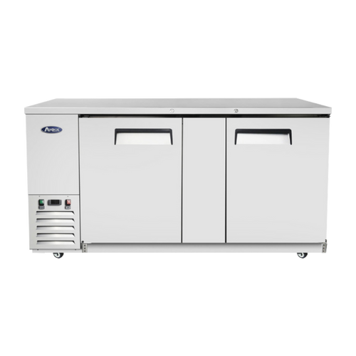 Atosa SBB69GRAUS1 68" W Stainless Steel 2-Section Solid Door Back Bar Cooler - 115 Volts, 18.6 Cu. Ft., R290