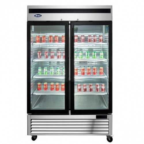 Atosa USA MCF8707GR 54" Two Section Merchandiser Refrigerator with 2 Swing Glass Door, 44.8/ Cu. Ft., R290