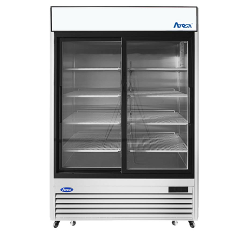 Atosa USA MCF8709GR 54" Two Section Merchandiser Refrigerator with 2 Sliding Glass Door, 44.9 Cu/Ft., R290