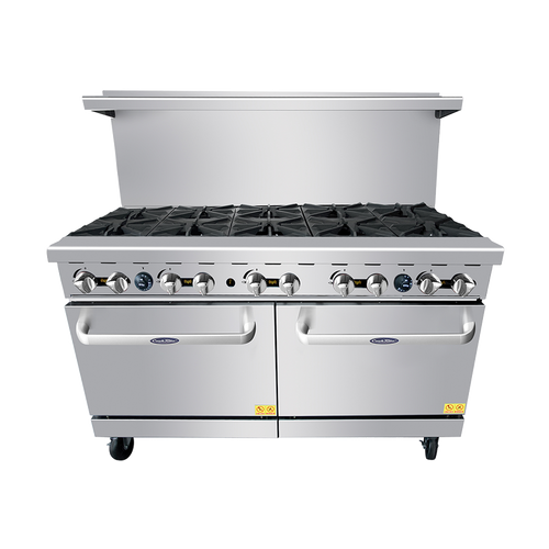 Atosa CookRite AGR-10B-NG 60" 10 Burner Natural Gas Range with 2 Standard Ovens - 374,000 BTU