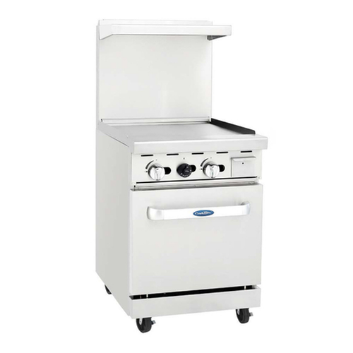 Atosa CookRite AGR-24G-LP 24" Griddle Top Liquid Propane Range with Standard Oven - 74,000 BTU, 2 Griddle 1 Oven