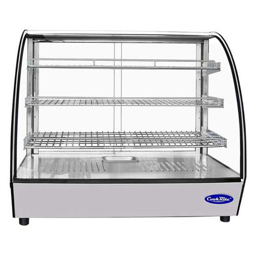 Atosa CHDC-44 28"W Heated Countertop Display Case, Hot Food Curved Front Glass,(2) Rear Sliding Glass Doors, 4.4 Cu.Ft Capacity, 1250 Watt
