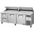 True TPP-AT2-93-HC 93 1/2" 3 Door Refrigerated Pizza Prep Table with 2 Lids, 12 Pans (Top), Refrigerant R290