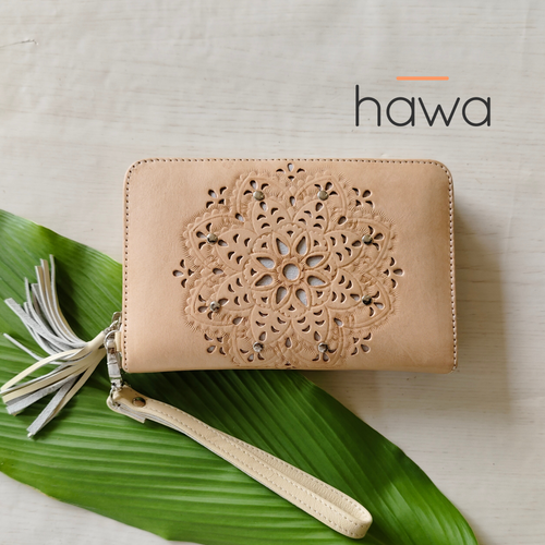 Boho Zip Round Wallet - Natural | Boho Wallet Shop