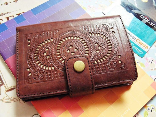 Boho Leather Wallet Kelimutu Brown