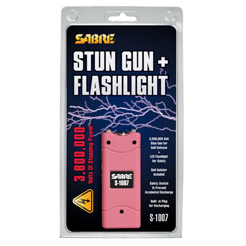 Sabre Short Stun Gun W/ LED Flashlight S-1007-PK Pink