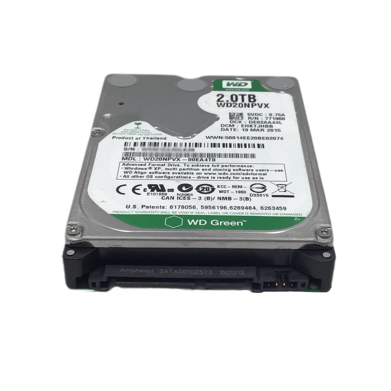 Western Digital WD20NPVX（2.5インチ HDD 2TB） Amazon.com: WD Bare Drives 2TB WD Green SATA III