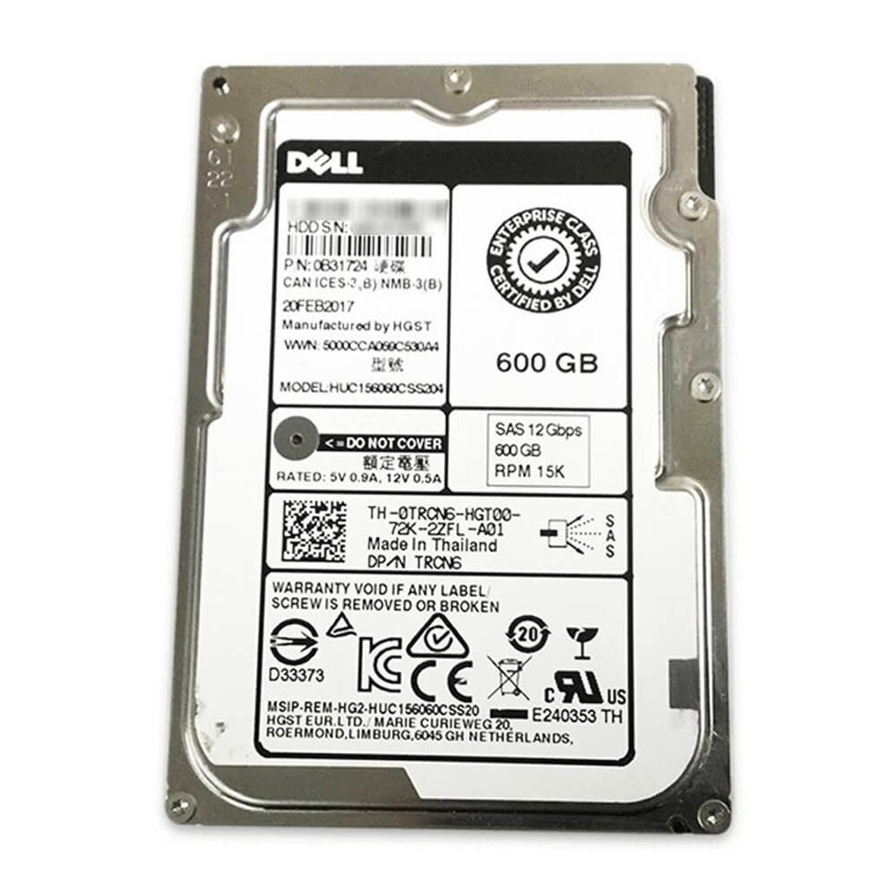 (Server Drive) Dell 2.5in 600GB 15K 12GB/S SAS-3 Hard Drive