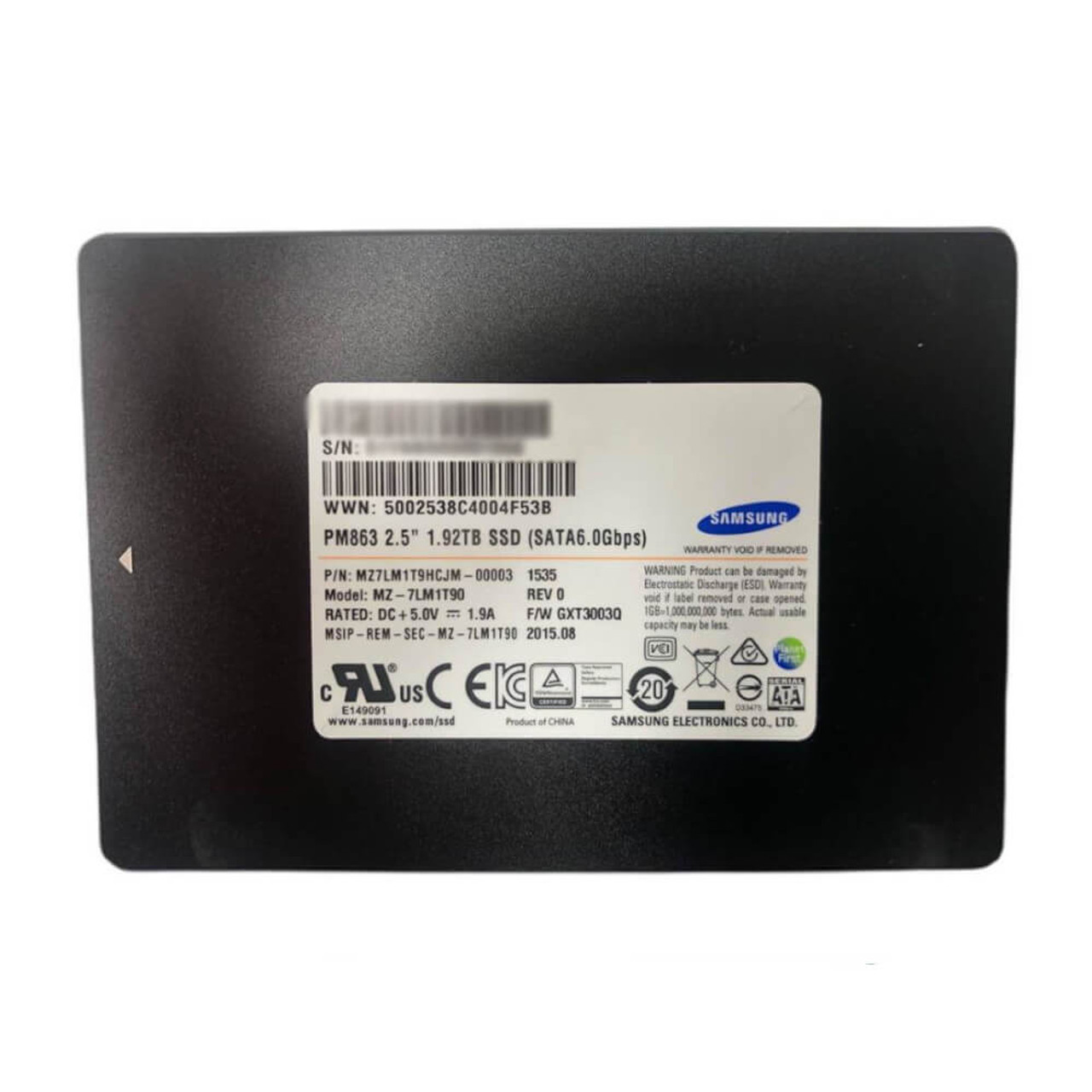 Samsung MZ-7LM1T90 2.5in 1.92TB PM863 Series SATA 6Gbps MLC Solid State  Drive