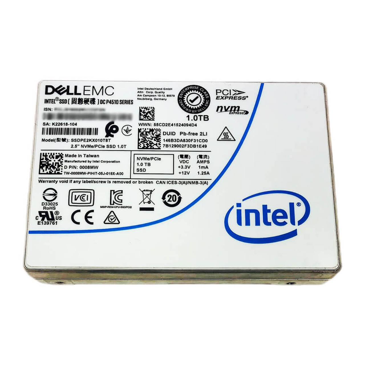 Intel 1TB 2.5in U.2 NVMe Hard drive SSDPE2KX010T8T