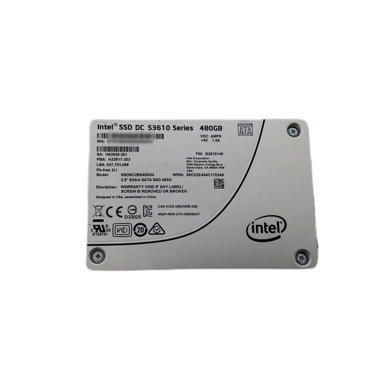 Intel 480GB 2.5in SATA Hard Drive SSDSC2BX480G4