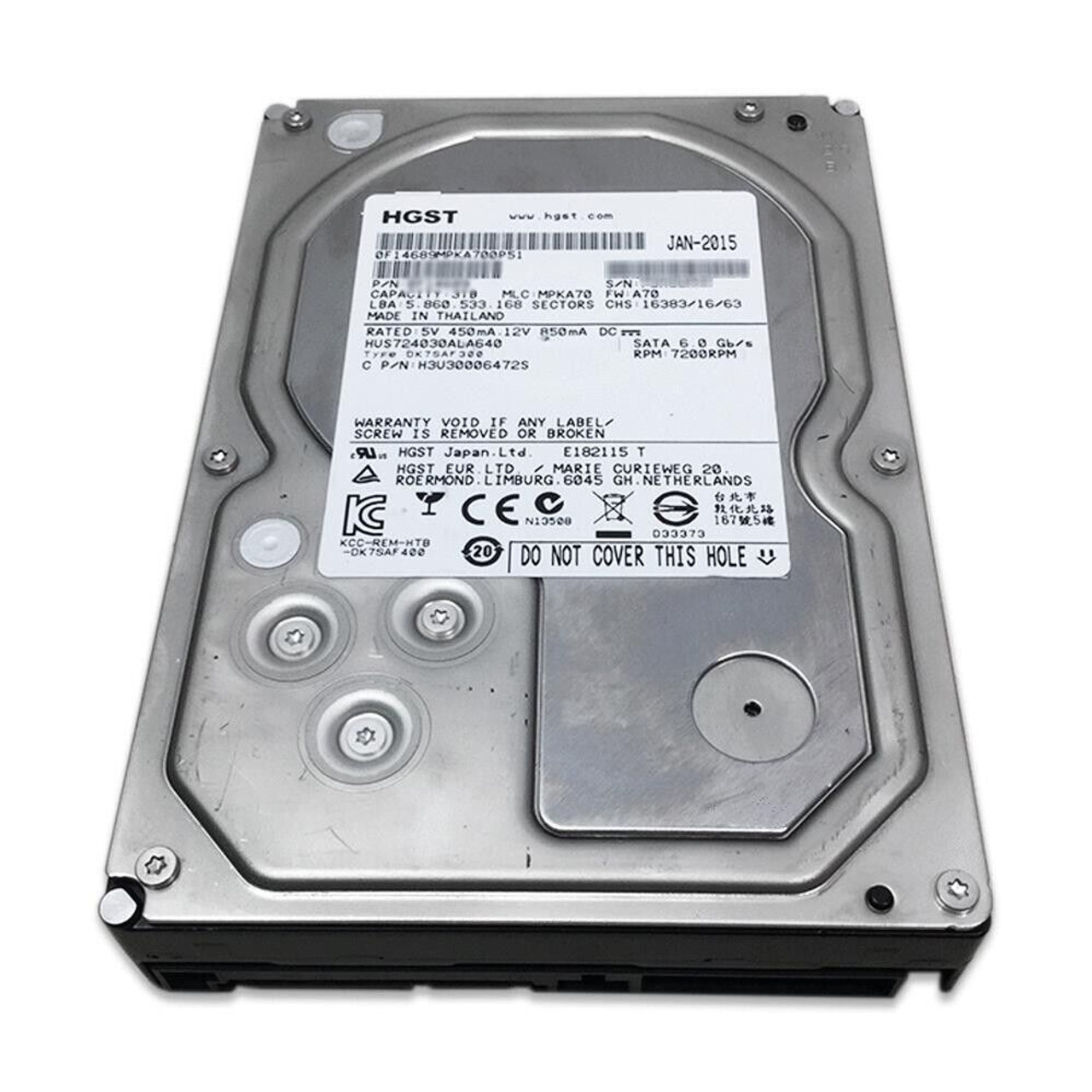 Lot of 2x 3TB SATA HUA723030ALA640 Hitachi 3.5 Enterprise Hard Drive 7.2K  6Gbps