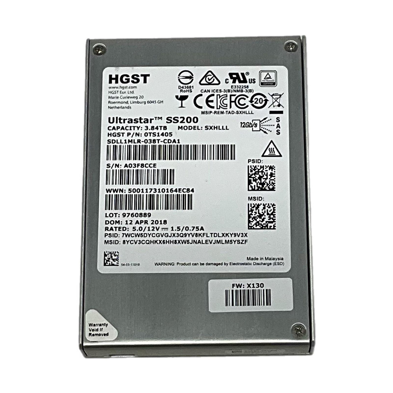 HITACHI 2.5IN 400GB SAS 12Gbps Solid State Drive