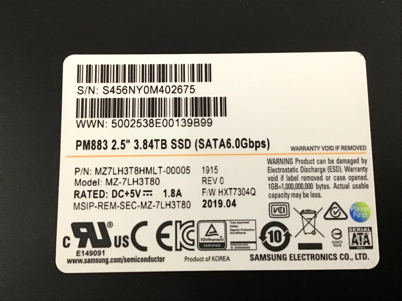 3.84TB SATA SSD Samsung 2.5