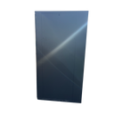 A straight-on profile view of a solid, matte black side panel on an APC server rack cabinet