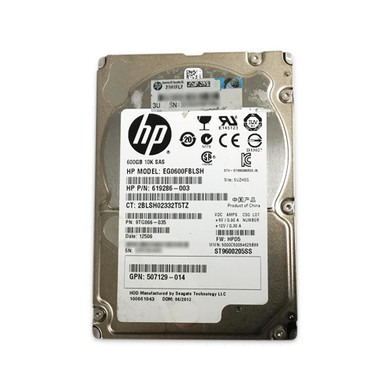 Front view of HP 600GB SAS 507129-014 2.5" drive