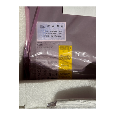 Close up view of N9K-C93180YC-FX Cisco Switch in a Box