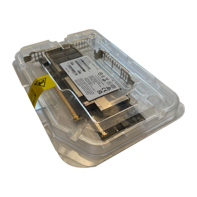 Top-down right view of MCX755106AS-HEAT NVIDIA adapter card