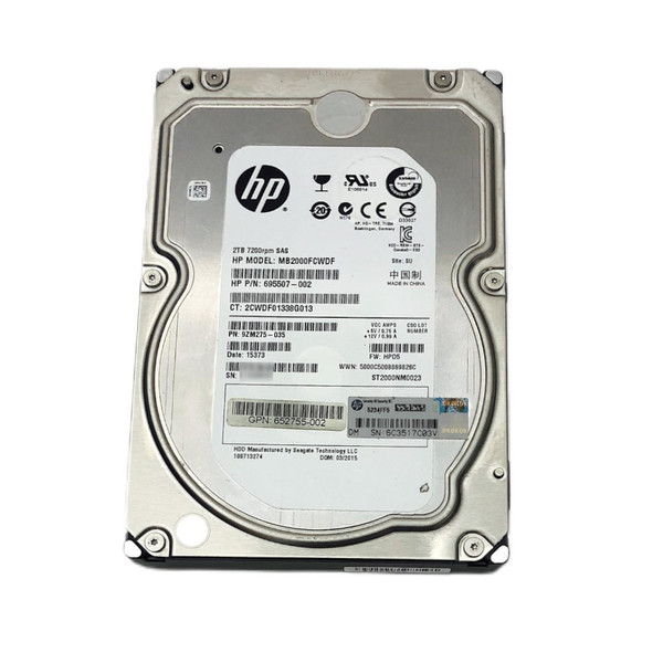 Front View of HP 3.5in 2TB SAS Hard Drive