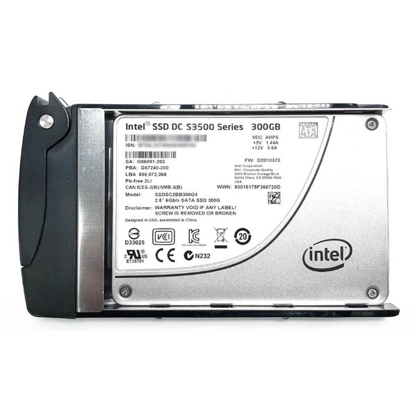 Front view of Intel 300GB SATA SSD