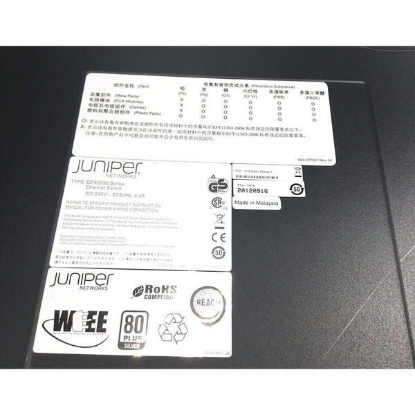 Info view of Juniper QFX3500-48S4Q AFO Newtwok Switch