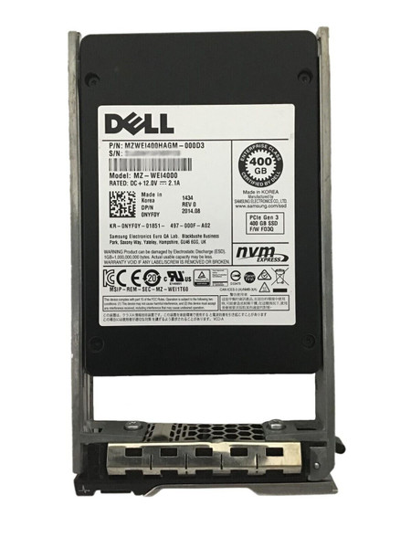 Dell 400GB SAS SSD 2.5in MZ-WEI4000 NVME PCIe Gen3 MZWEI400HAGM-000D3 0NYF0Y Includes caddy Dell 400GB SAS SSD 2.5in MZ-WEI4000 NVME PCIe Gen3 MZWEI400HAGM-000D3 0NYF0Y Includes caddy