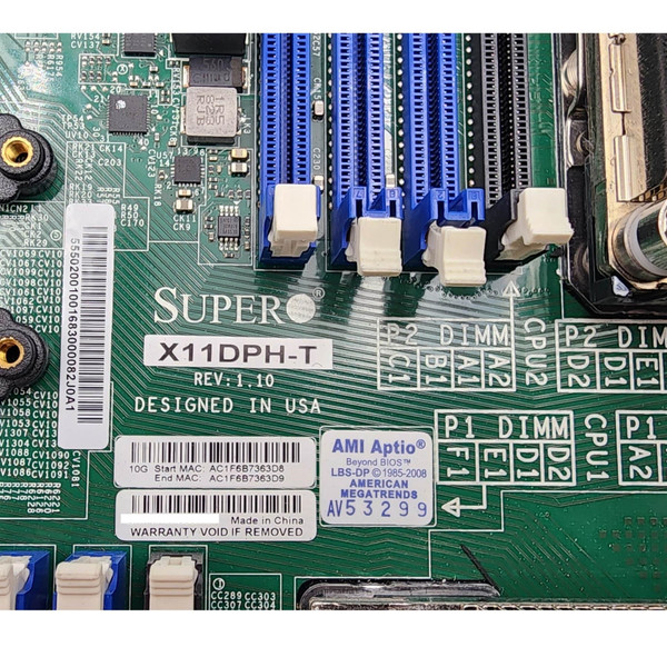 Supermicro X11DPH-T LGA 3647 Motherboard with 2x 2U HS Tested 2x Gold 5118 CPU