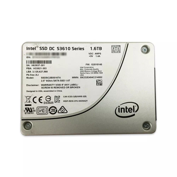 Intel 1.6TB SATA SSD Hard Drive with information.