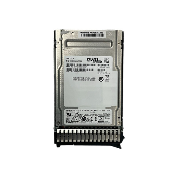 front view of Kioxia 1.6 TB NVMe SSD with caddy front view of Kioxia 1.6 TB NVMe SSD with caddy