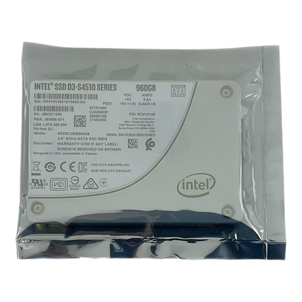 New Intel 2.5in D3-S4510 Enterprise Drive Front View