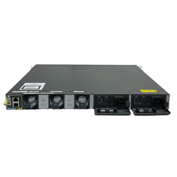 Back view showing front-to-back airflow fans and two power supplies