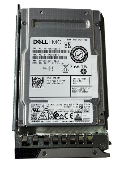 Dell 7.68TB SAS SSD 12Gbps 2.5in Read Intensive 1 DWPD TLC for