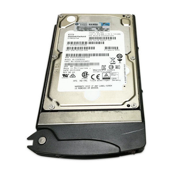 Front view of 300GB SAS HP 2.5" drive