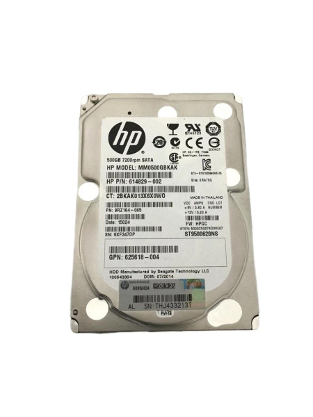 Front view of HP 500GB SATA 614829-002 drive