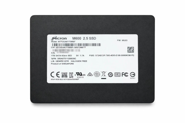 Front view of 1TB SATA SSD Micron 2.5 drive