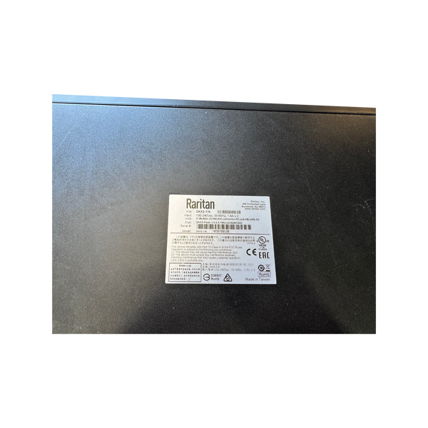 View of label for Raritan DKX3-116 Switch