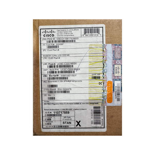 NEW Cisco 1U Server 10x 2.5" SFF 1x Xeon 3104 32GB DDR4