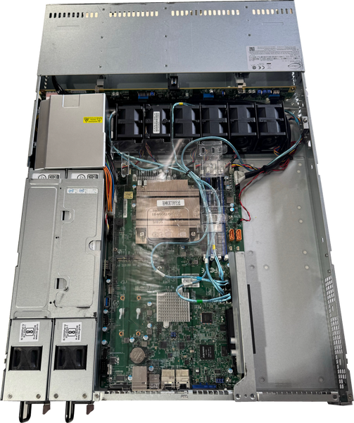 Aerial rear photo of SuperServer 5019C-WR chassis showing its parts