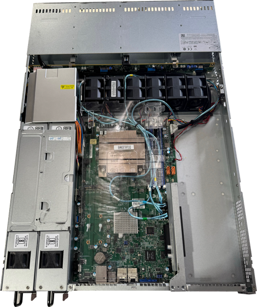 Aerial rear photo of SuperServer 5019C-WR chassis showing its parts
