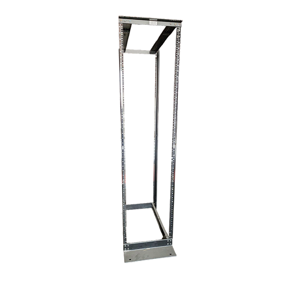 A 4-post open-frame server rack