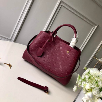 Louis Vuitton M41048 Montaigne MM Monogram Empreinte Leather Wine Red