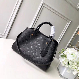 Louis Vuitton M41048 Montaigne MM Monogram Empreinte Leather Black