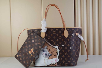 Louis Vuitton M40699 Neverfull MM Monogram Leather Cat
