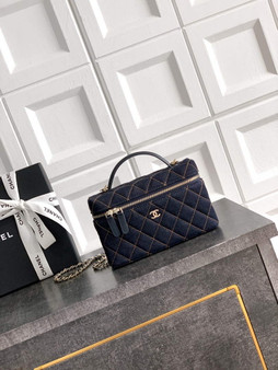 Chanel Classic Vanity with Chain, AP4385 Denim Dark Blue