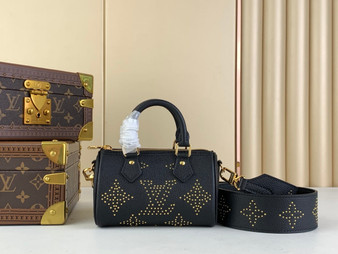 Louis Vuitton M46745 Nano Speedy Monogram Empreinte Leather Black