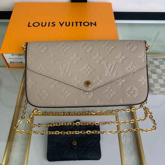 Louis Vuitton M62299 Félicie Pochette Monogram Leather Gray
