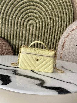 Chanel Vanity with Chain, AP5212 Shiny Calfskin Yellow