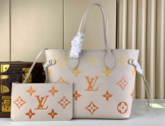 Louis Vuitton M46516 Neverfull MM Monogram Empreinte Leather Beige