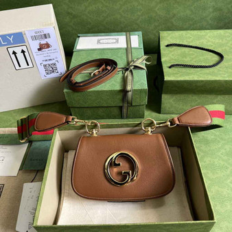 Gucci ‎698643 Blondie mini bag in cuir leather brown - Default Title - View 1